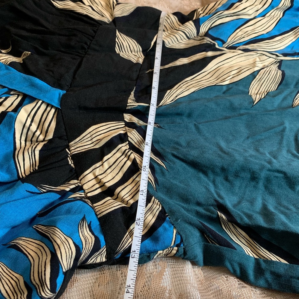 Linen Tropical Tiered Maxi Dress Prairie Romantic Vacation Resort Luxe Size 10 - Picture 14 of 15
